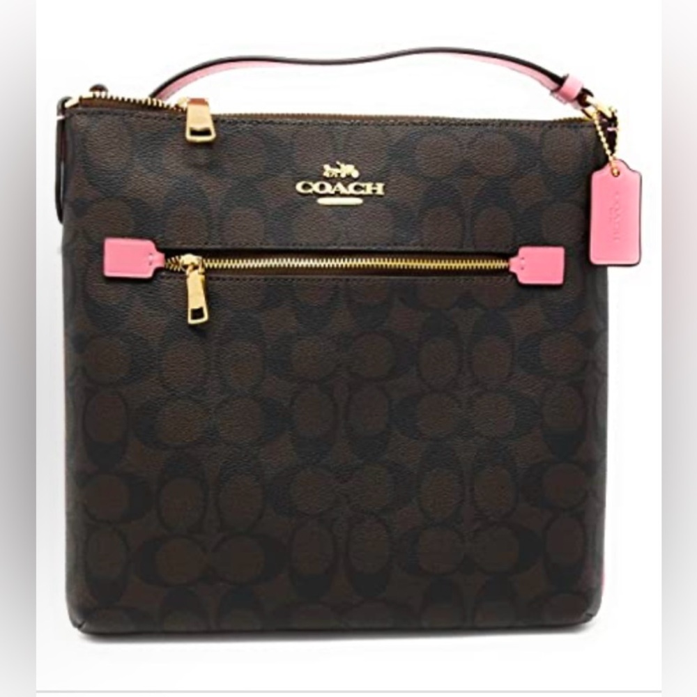 ‼️PRICE DROP‼️ NWT-COACH Rowan file bag (Brown / True Pink)